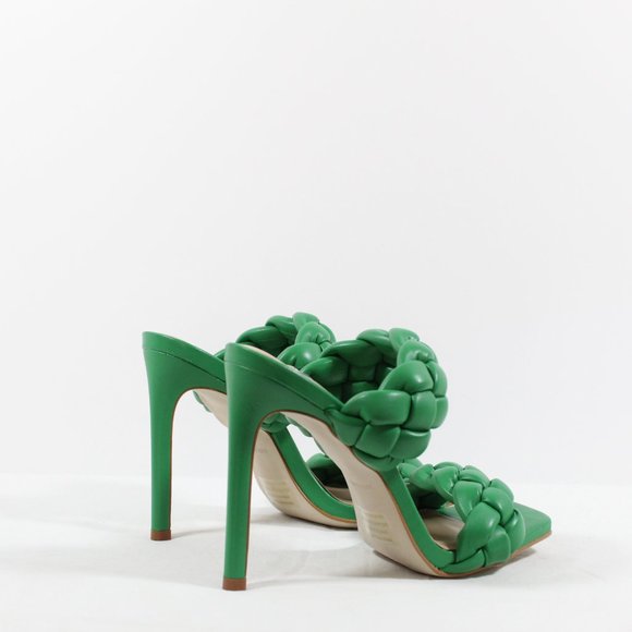 Steve Madden Kenley Braided Stiletto Slides - Green 7M FITS LIKE 6-6.5 - Picture 2 of 3